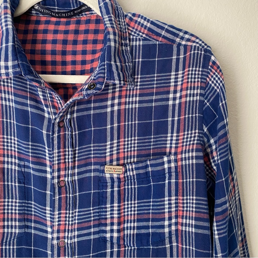 Flying Machine reversible plaid button up - Picture 5 of 9
